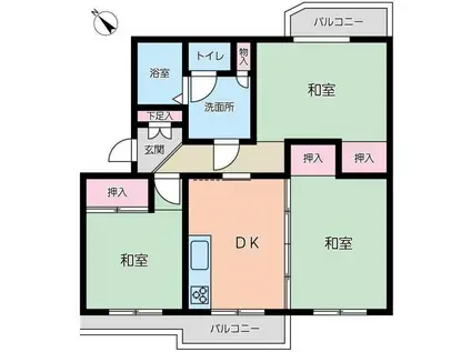くずは台団地1号棟(3DK/3階)の間取り写真