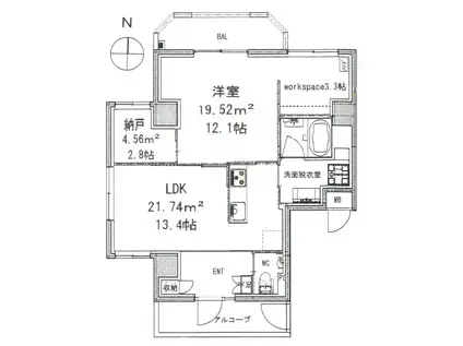 モンテヴェルデ神楽坂弐番館(1LDK/3階)の間取り写真