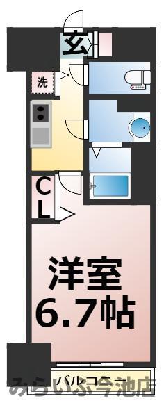 プレサンス千種アイル(1K/13階)の間取り写真