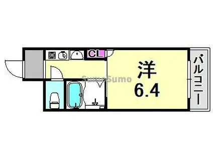 第6カシノハイツ(1K/2階)の間取り写真