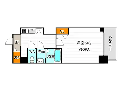 プレミアムコート天王寺イースト(1K/7階)の間取り写真