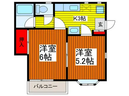 ビクトリアハイツ(2K/2階)の間取り写真