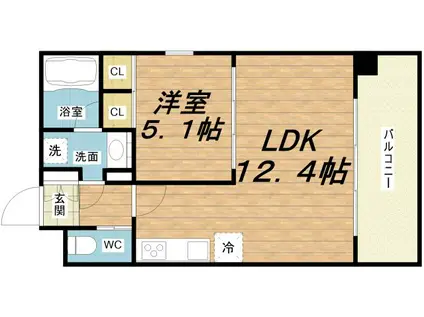 プレジオ阿波座(1LDK/15階)の間取り写真