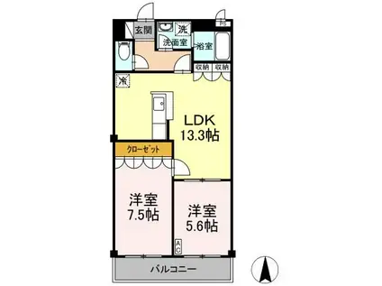 プロスペリティー(1LDK/2階)の間取り写真