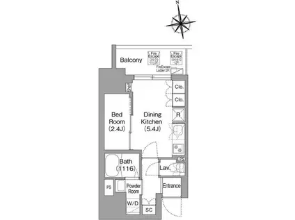 コンフォリア・リヴ北新宿(1DK/3階)の間取り写真