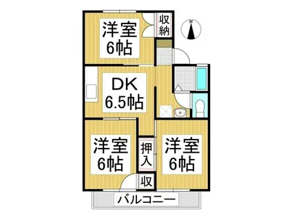 桜ヶ岡コートヴィレッジ A棟(3DK/2階)の間取り写真