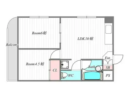カーソル高井田(2DK/3階)の間取り写真