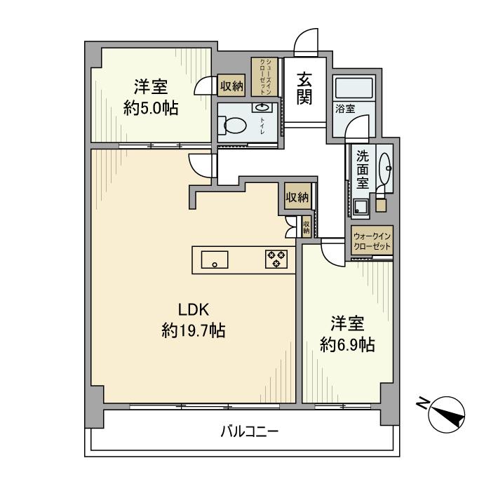 ベイシティタワーズ神戸ウエスト(2LDK/25階)の間取り写真