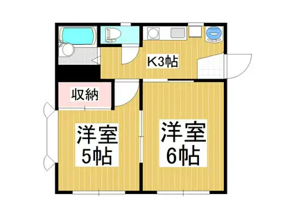 マンションエレガンス(2K/1階)の間取り写真