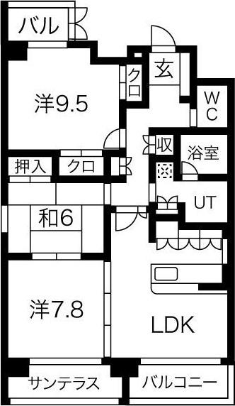 アクシス参番館(3LDK/6階)の間取り写真