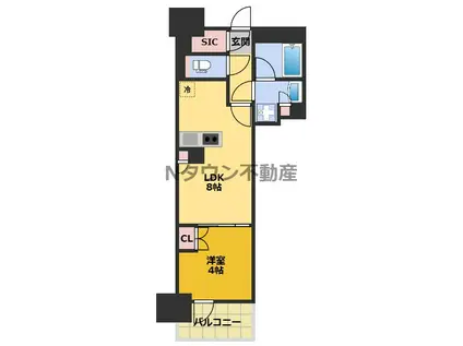 プレサンス名駅南ブリエ(1LDK/13階)の間取り写真