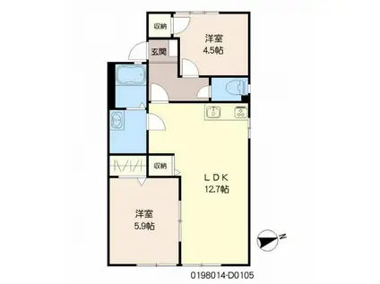 パストラル町田  D棟(2LDK/1階)の間取り写真