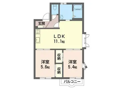 ベクエム湘南(2LDK/2階)の間取り写真