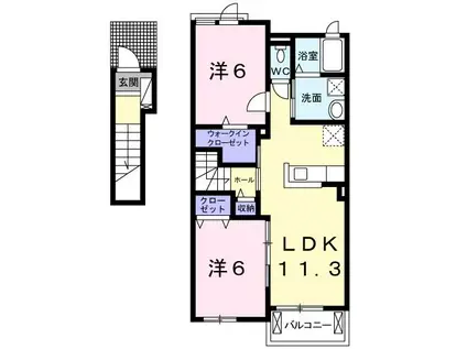 リバーサイドレジデンスC(2LDK/2階)の間取り写真