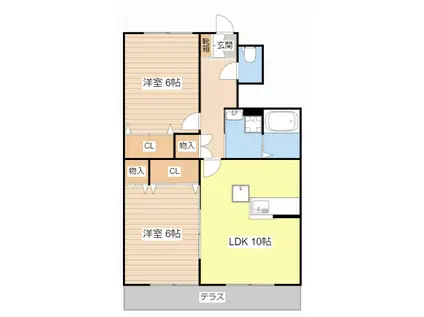 ボナールゲートII棟(2LDK/1階)の間取り写真