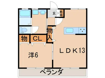 ピーチハイツB(1LDK/2階)の間取り写真