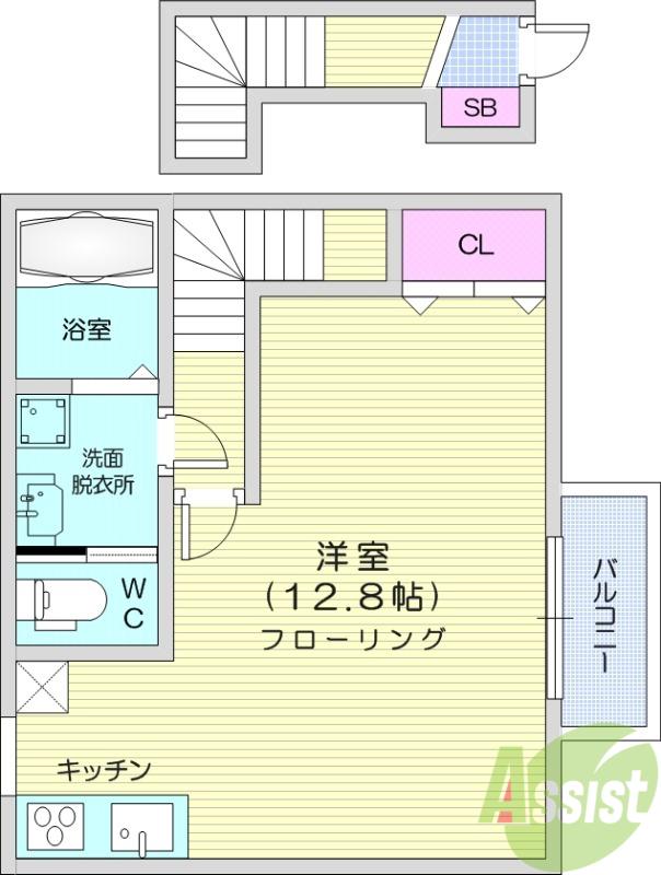 CITY福田町(ワンルーム/2階)の間取り写真
