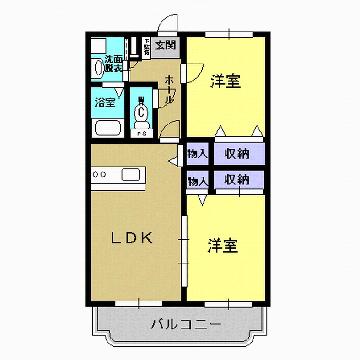 ユーミースカイハイツ(2LDK/3階)の間取り写真
