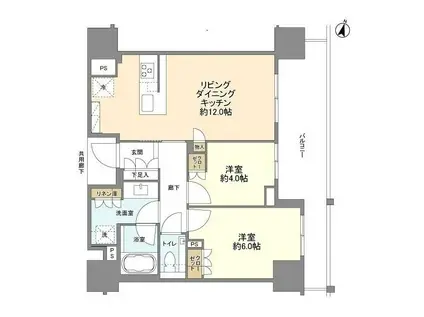 ブランズ本郷(2LDK/5階)の間取り写真