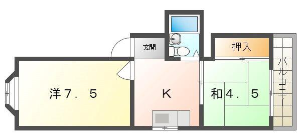 大野パレス(2K/1階)の間取り写真