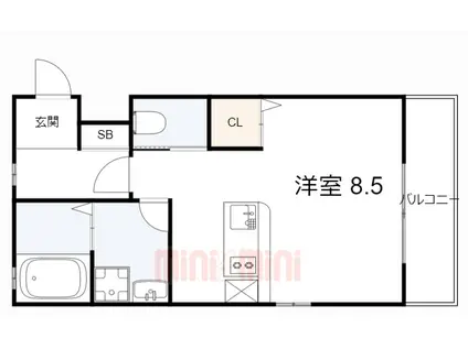 COZY8(ワンルーム/2階)の間取り写真