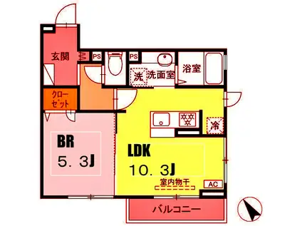 HIレジデンス(1LDK/3階)の間取り写真