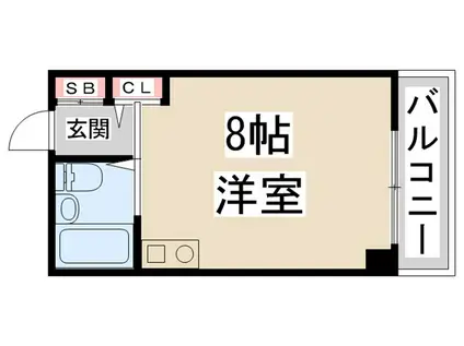 カーサ鹿谷(ワンルーム/4階)の間取り写真