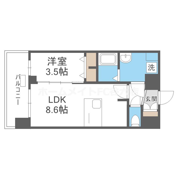 プレサンス天王寺ヴィヴァン(1LDK/10階)の間取り写真