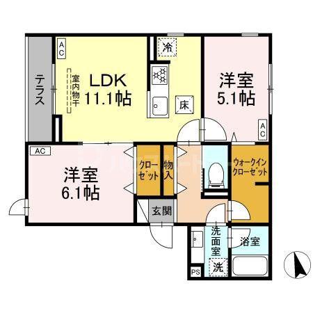 グラナーデ江戸川B(2LDK/1階)の間取り写真