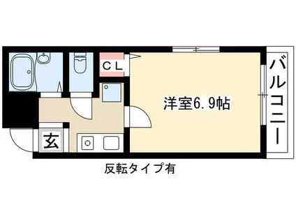 地下鉄東山線 池下駅 徒歩2分 4階建 築20年(1K/4階)の間取り写真