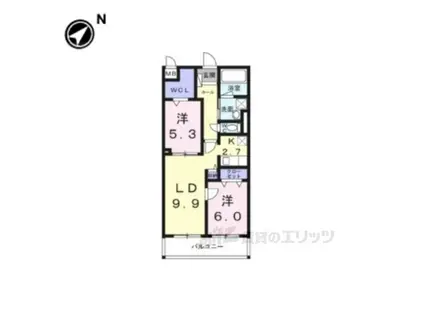 アジュール修学院(2LDK/1階)の間取り写真