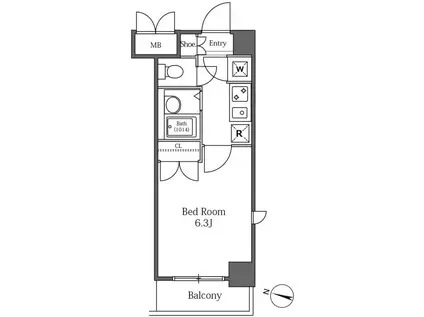 LASANTE広尾 ラサンテ広尾(1K/6階)の間取り写真