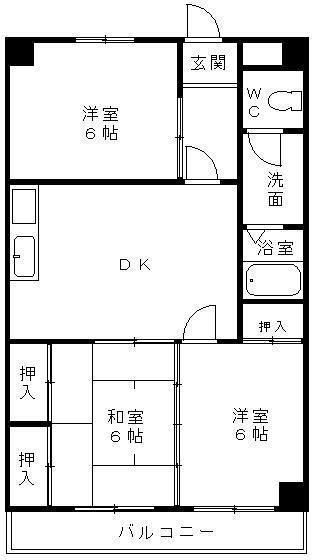西沢ビル NO.1(3LDK/2階)の間取り写真
