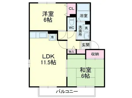 ビオラB(2LDK/2階)の間取り写真