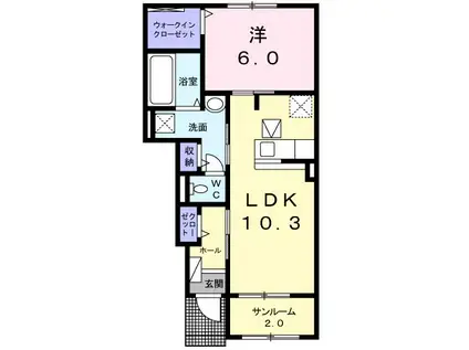 ラフィーネII(1LDK/1階)の間取り写真