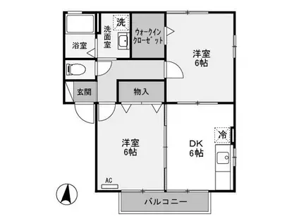 ウィルモアB(2DK/2階)の間取り写真