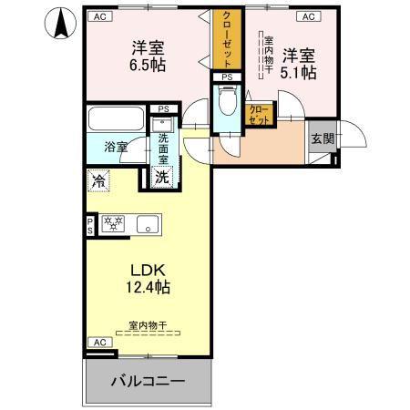 LA MAISON天川原町一丁目 B棟(2LDK/3階)の間取り写真