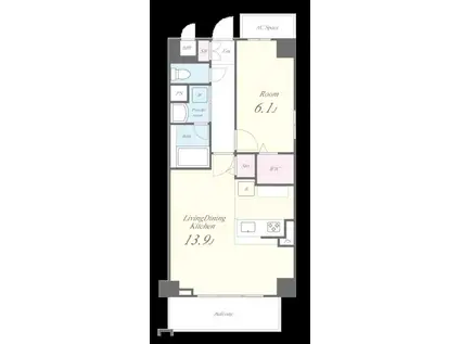 グランディール武蔵小杉(1LDK/1階)の間取り写真