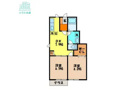 パラディ3(2DK/1階)の間取り写真