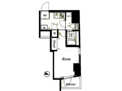 アルテシモ ヴァレント(1K/2階)の間取り写真