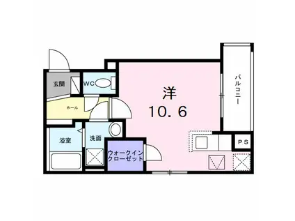 ヒカルサ神戸王塚台I(ワンルーム/2階)の間取り写真