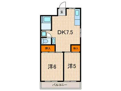 グリーンヒル舞子B(2DK/2階)の間取り写真