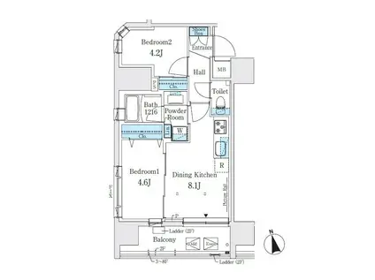 J.GRAN COURT 浅草(2DK/2階)の間取り写真