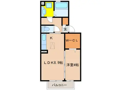 ガーデンフラッツ丸山(1LDK/2階)の間取り写真