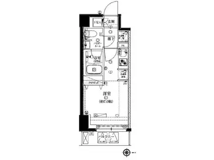 ARTESSIMO GREAS(ワンルーム/9階)の間取り写真