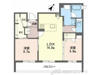 ことぶき(2LDK/3階)の間取り写真