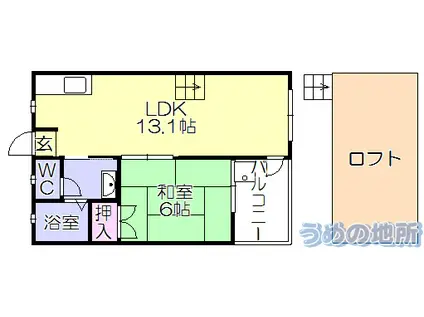 シティベール山村IIC(1LDK/1階)の間取り写真