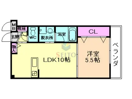 プレジール曽根(1LDK/2階)の間取り写真
