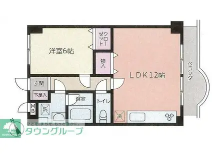 グリーンヴィレッジ西谷(1LDK/4階)の間取り写真