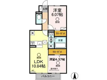 コンフォルタ・ウルゲ(2LDK/1階)の間取り写真
